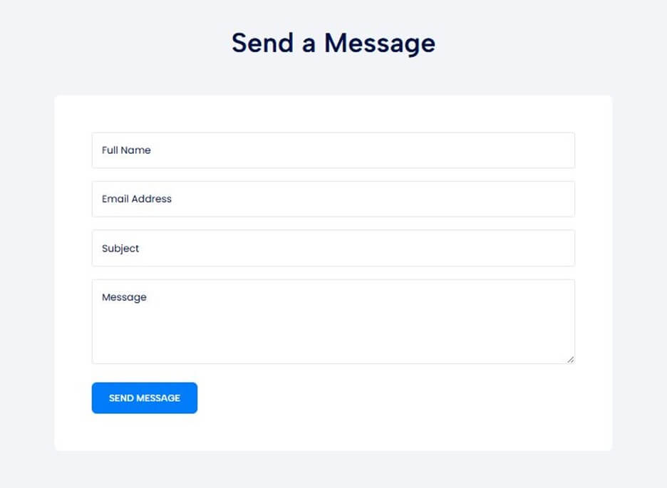 Creative Sample: ‘Send a Message’ generic contact form