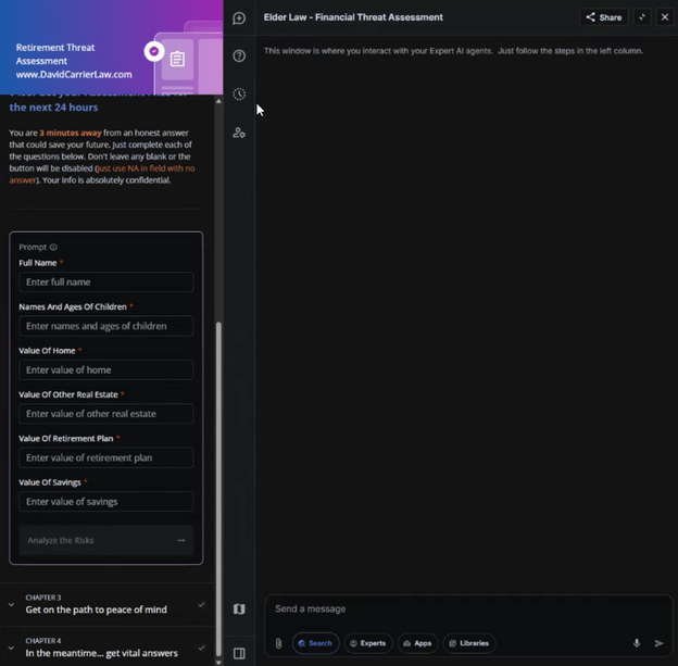 Creative Sample: Financial threat assessment AI workflow for elder law firm