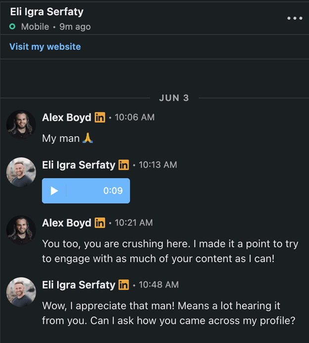 Creative Sample: Direct message example