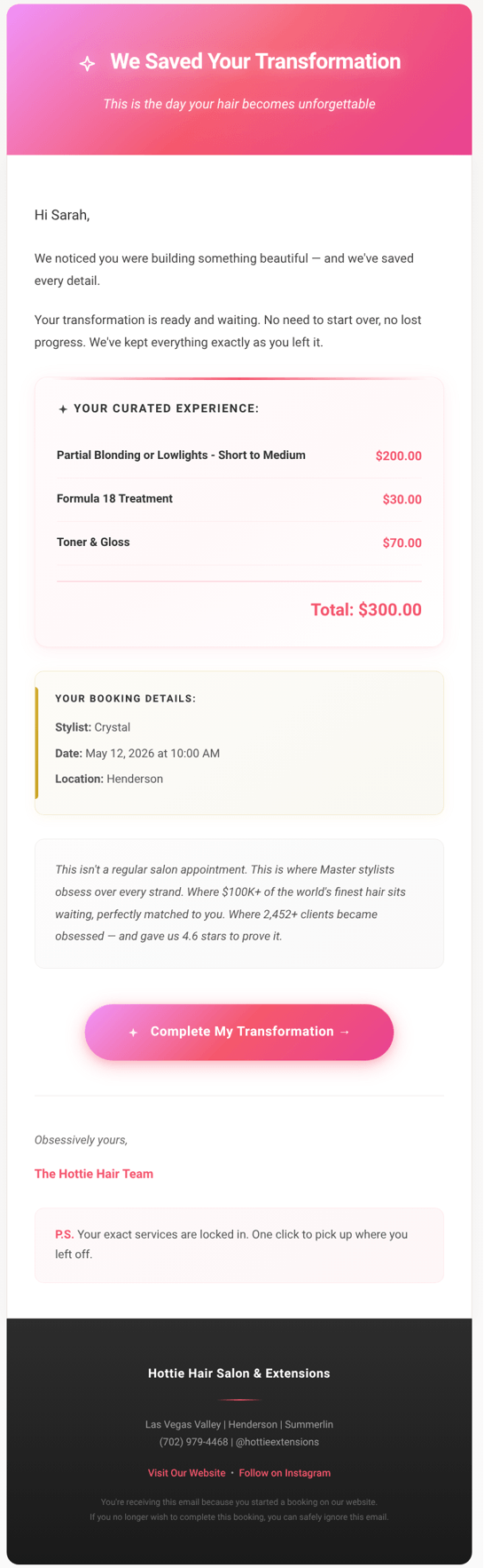 Creative Sample #3: Warm email reminder