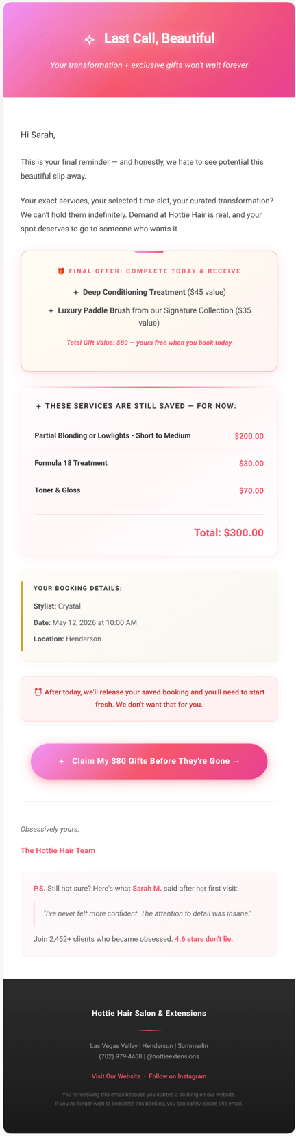 Creative Sample #5: Final gift offer with urgency statement