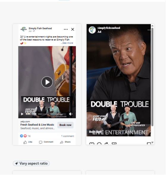 Creative Sample #6: Owner-led ad for live performances at restaurant